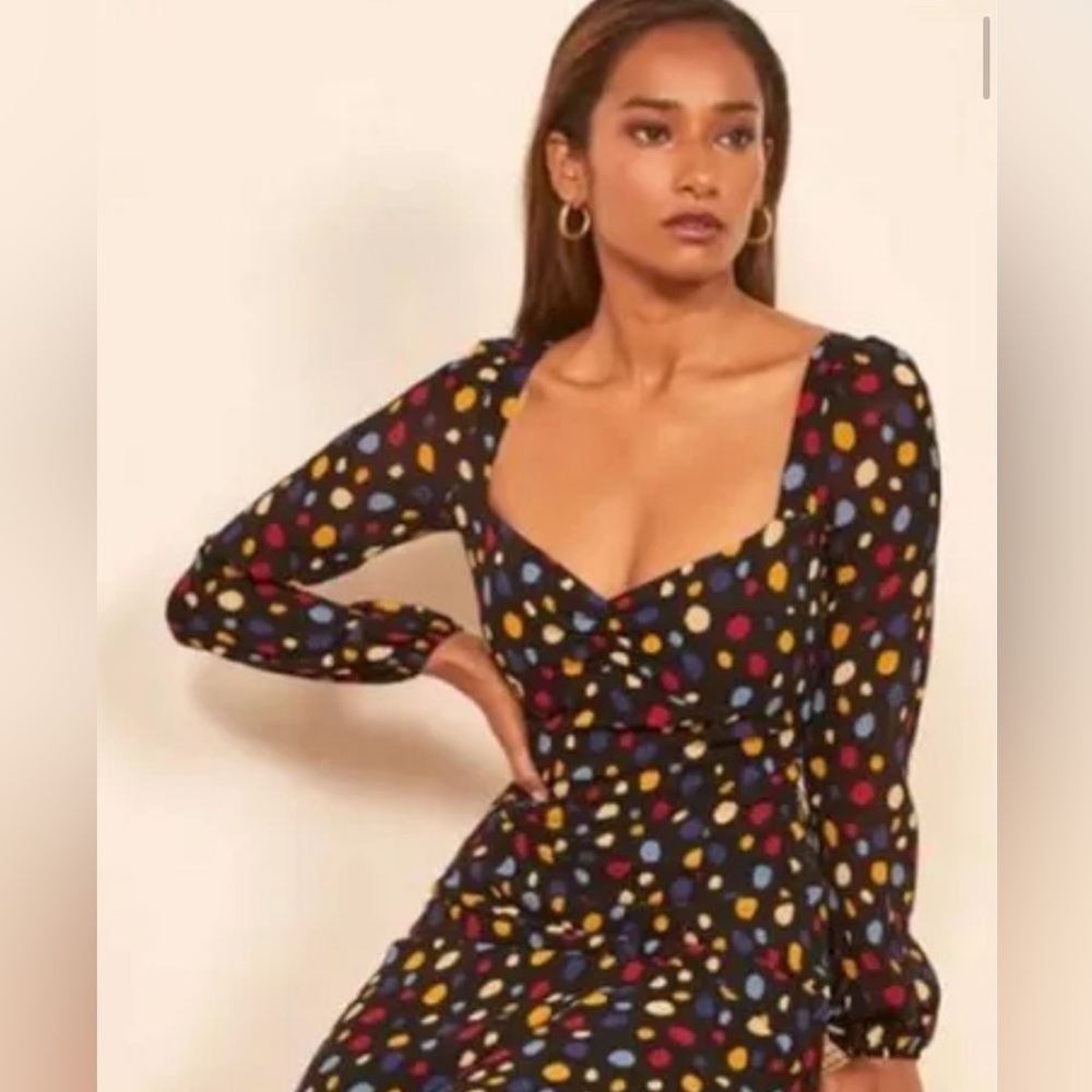 Reformation Mabille midi polka dot dress size 0